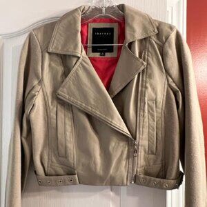 Super Cute! Cropped Faux Leather Biker Jacket